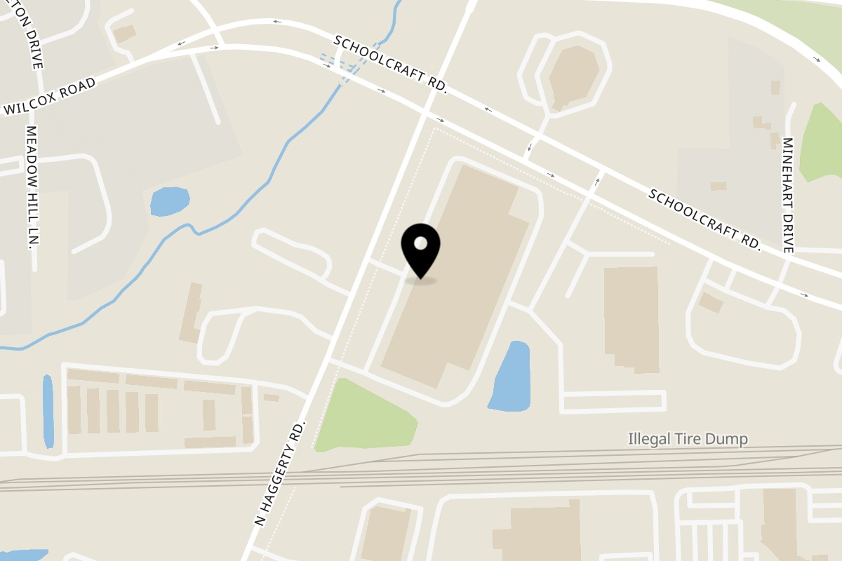 Map showing the location of By Bread Alone Eatery on 14200 N Haggerty Rd in Plymouth